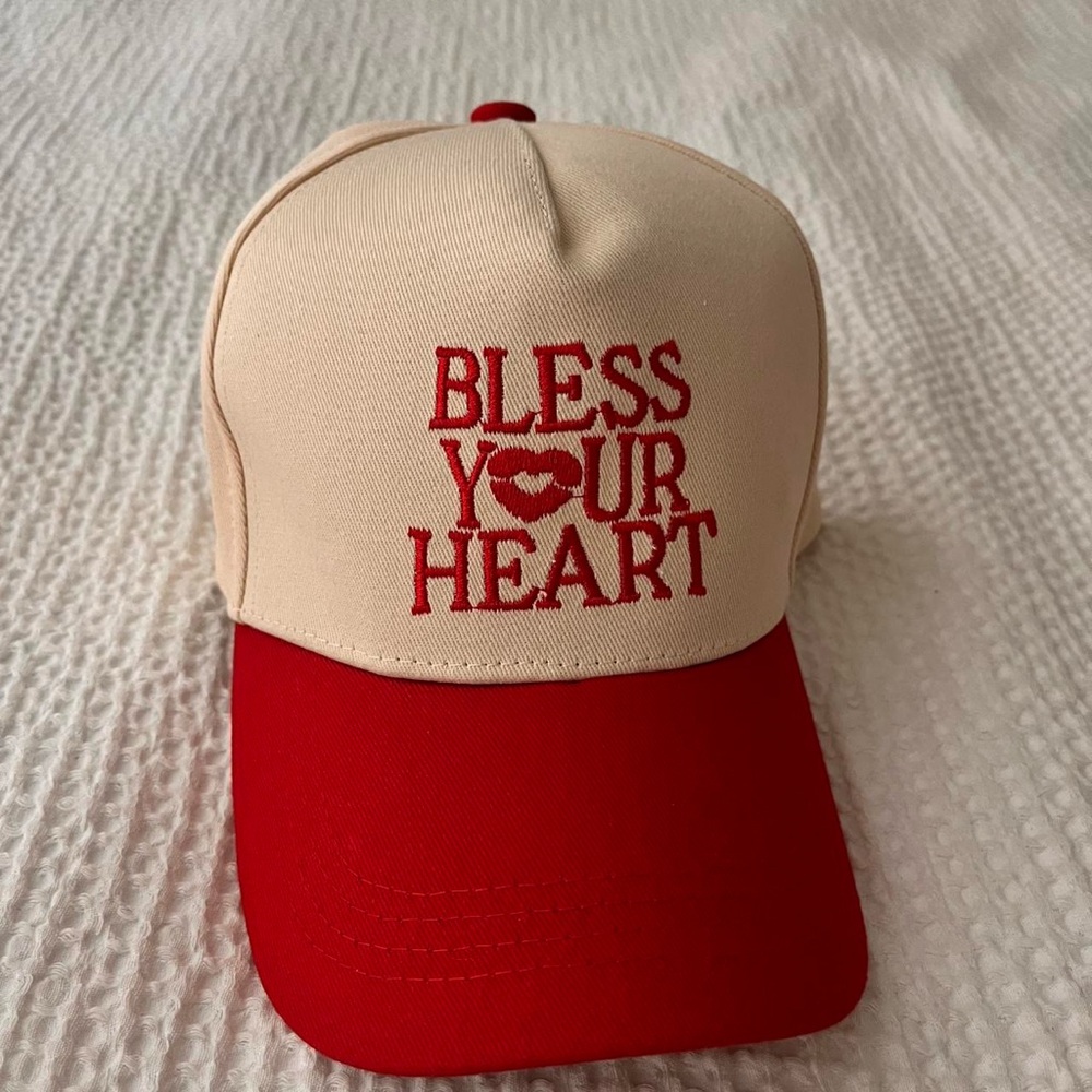 Red and Cream 'Bless Your Heart' Cap